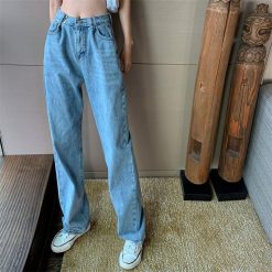 ItGirl Shop 90S Aesthetic Blue Washed Oversize Baggy Jeans Aesthetic Clothing