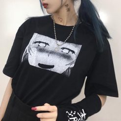 ItGirl Shop Anime Clothing Anime Comic Printed Black T-Shirt With Sleeves