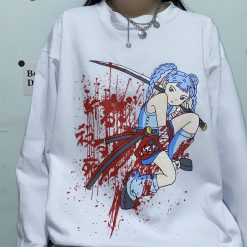 ItGirl Shop Aesthetic Clothing Anime Girl Aesthetic Print Loose White Black Shirt