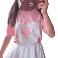 ItGirl Shop Anime Lips Pink Cotton Tshirt