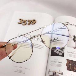 ItGirl Shop Aviator Metallic Frame Clear Transparent Korean Glasses Dark Academia Outfits