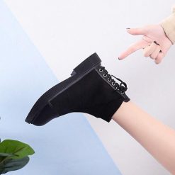 ItGirl Shop Aesthetic Clothing Back Lace Up Aesthetic Sock Ankle Black Boots