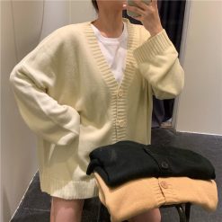 ItGirl Shop Aesthetic Clothing Basic Solid Colors Korean Aesthetic Knitted Cardigan