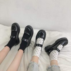 ItGirl Shop Black Aesthetic Vintage Platform Shiny Sandals