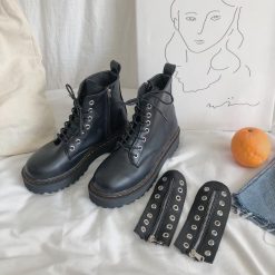 ItGirl Shop Aesthetic Clothing Black Aesthetic Platform Zipper Boots