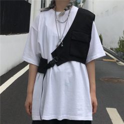 ItGirl Shop Black Grunge Aesthetic One Shoulder Vest