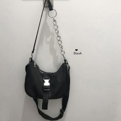ItGirl Shop Black Nylon Egirl Outfit Tote Shoulder Bag