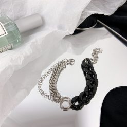ItGirl Shop Black Plastic And Steel Grunge Aesthetic Chain Bracelet