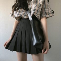ItGirl Shop Black Pleated Minimalistic With Hidden Shorts Skirt