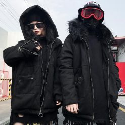 ItGirl Shop NEW Black Winter Fur Hood Unisex Coat Jacket