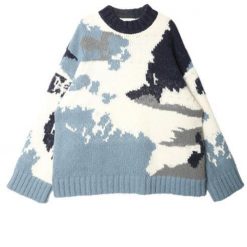 ItGirl Shop NEW Blue Sky And White Clouds Loose Wool Knitted Sweater