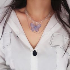 ItGirl Shop Butterfly Pendant Transparent Acrylic Chain Necklace Fairycore