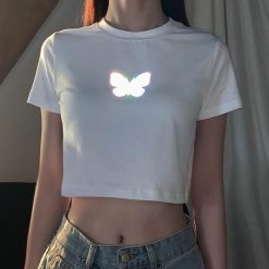 ItGirl Shop Butterfly Reflective Tumblr Aesthetic Crop Top