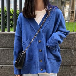 ItGirl Shop Casual Colorful Pockets Loose Knit Soft Cardigan Soft Girl Aesthetic