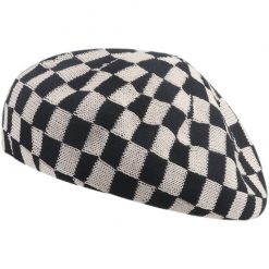 ItGirl Shop Checkered Monochrome Vintage Aesthetic Girl Knit Beret NEW
