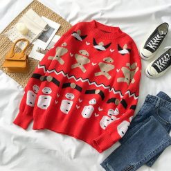 ItGirl Shop NEW Christmas Pattern Red White Knit Holiday Sweater