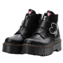 ItGirl Shop Classic Design Metal Heart Buckle Thick Sole Boots Dark Academia Outfits