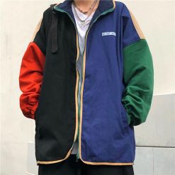 ItGirl Shop 90s Fashion Color Block 90S Windbreaker Double Sided Jacket