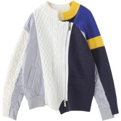 ItGirl Shop NEW Color Block Knit Stitching Zipper Bomber Jacket