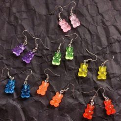 ItGirl Shop Vintage Clothing Colorful Jelly Bears Earrings