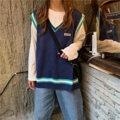 ItGirl Shop Colorful School Girl Kawaii Knit V-Neck Loose Vest NEW