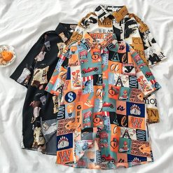 ItGirl Shop Colorful Vintage Art Collage Aesthetic Loose Shirt