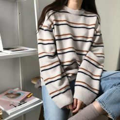 ItGirl Shop Contrast Thin Stripes Tumblr Aesthetic Loose Sweater