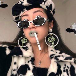 ItGirl Shop Cow Print Colorful Grunge Plastic Frame Sunglasses Indie Clothes