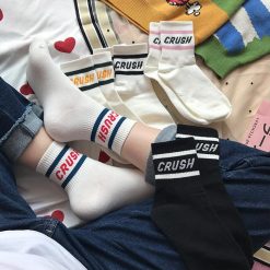 ItGirl Shop 80s Fashion Crush Letter Print Stripes Socks