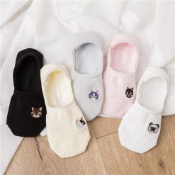 ItGirl Shop Soft Girl Aesthetic Cute Kitty Silicone Paw Embroideries Low Socks
