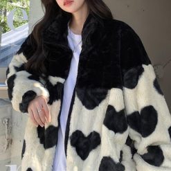 ItGirl Shop Cute Printed High Collar Fluffy Cotton Padded Jacket NEW