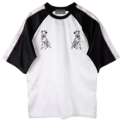 ItGirl Shop Tops + T-Shirts Dalmatians Embroidery Long Tshirt