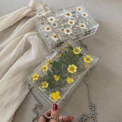 ItGirl Shop Aesthetic Clothing Dried Daisy Flowers Aesthetic Transparent Bag