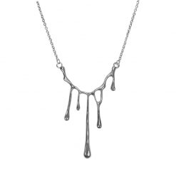 ItGirl Shop Dripping Liquid Egirl Silver Metal Chain Necklace NEW