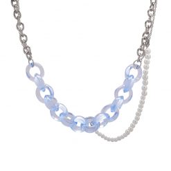 ItGirl Shop Egirl Aesthetic Blue Plastic Steel Pearls Chains Necklace