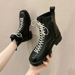 ItGirl Shop Egirl Aesthetic Side Zipper Plus Velvet Black Boots Aesthetic Clothing