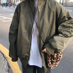 ItGirl Shop Faux Fur Double Sided Hooded Oversized Bomber Jacket