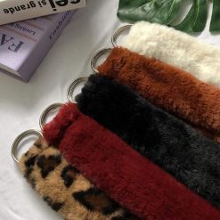 ItGirl Shop Faux Lamb Fur Leopard Long Belt 90s Fashion