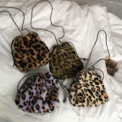 ItGirl Shop Fluffy Faux Fur Leopard Print Shoulder Purse Bag
