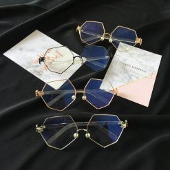 ItGirl Shop Geometric Metallic Frame Clear Korean Glasses Vintage Clothing