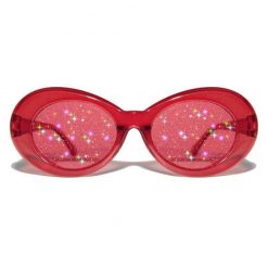 ItGirl Shop Indie Clothes Glitter Lens Transparent Shades Sparkle Plastic Frame Oval Sunglasses