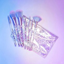 ItGirl Shop Pastel Goth Glitter Transparent Plastic Makeup Brushes Tools