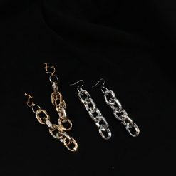 ItGirl Shop Egirl Outfits Golden Silver Huge Metallic Chain Ear Clips Earrings