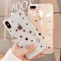 ItGirl Shop Golden Stars Night Sky Transparent Silicone Iphone Cover Case NEW
