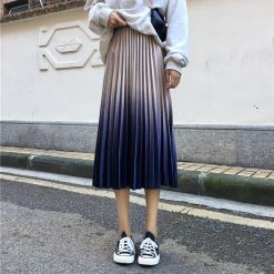 ItGirl Shop NEW Gradient Metallic Blue Long High Waist Skirt