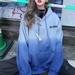 ItGirl Shop Gradient Pastel Colors Letter Embroidery Oversized Hoodie
