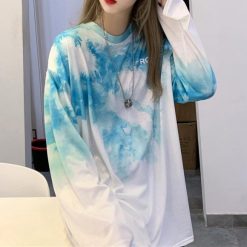 ItGirl Shop Gradient Tie Dye Long Sleeve Oversized T-Shirt Indie Clothes