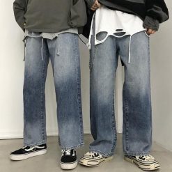 ItGirl Shop Gradient Washed Teen Trend Denim Wide Leg Jeans NEW