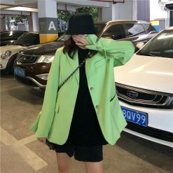 ItGirl Shop Green Khaki Ulzzang Oversized Blazer Jacket NEW