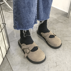 ItGirl Shop Grunge Closed Toe Soft Leather Cut Heel Sandals Aesthetic Grunge